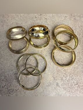 10 wide gold tone bangle bracelets